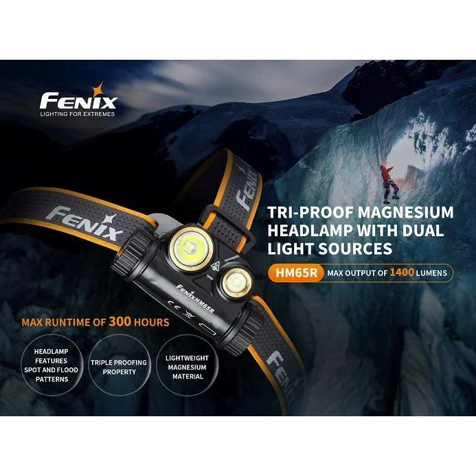 Fenix HM65R Rechargeable LED Headlamp - 1400 Lumens - Image 3